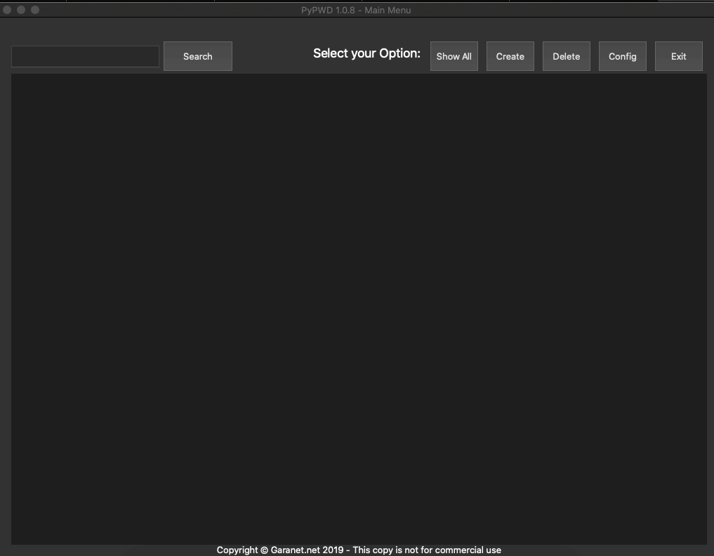 PyPWD garanet MainMenu