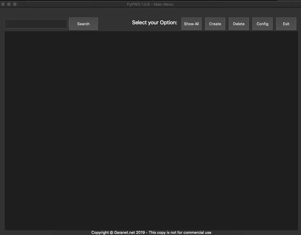 PyPWD garanet MainMenu
